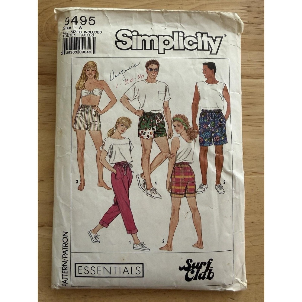 Simplicity Surf Club Essentials 9495 Unisex Surfers (Pants Or Shorts) Size XS-L